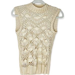 Women’s Cartise Sleeveless Turttleneck Lace Sweater Size Medium